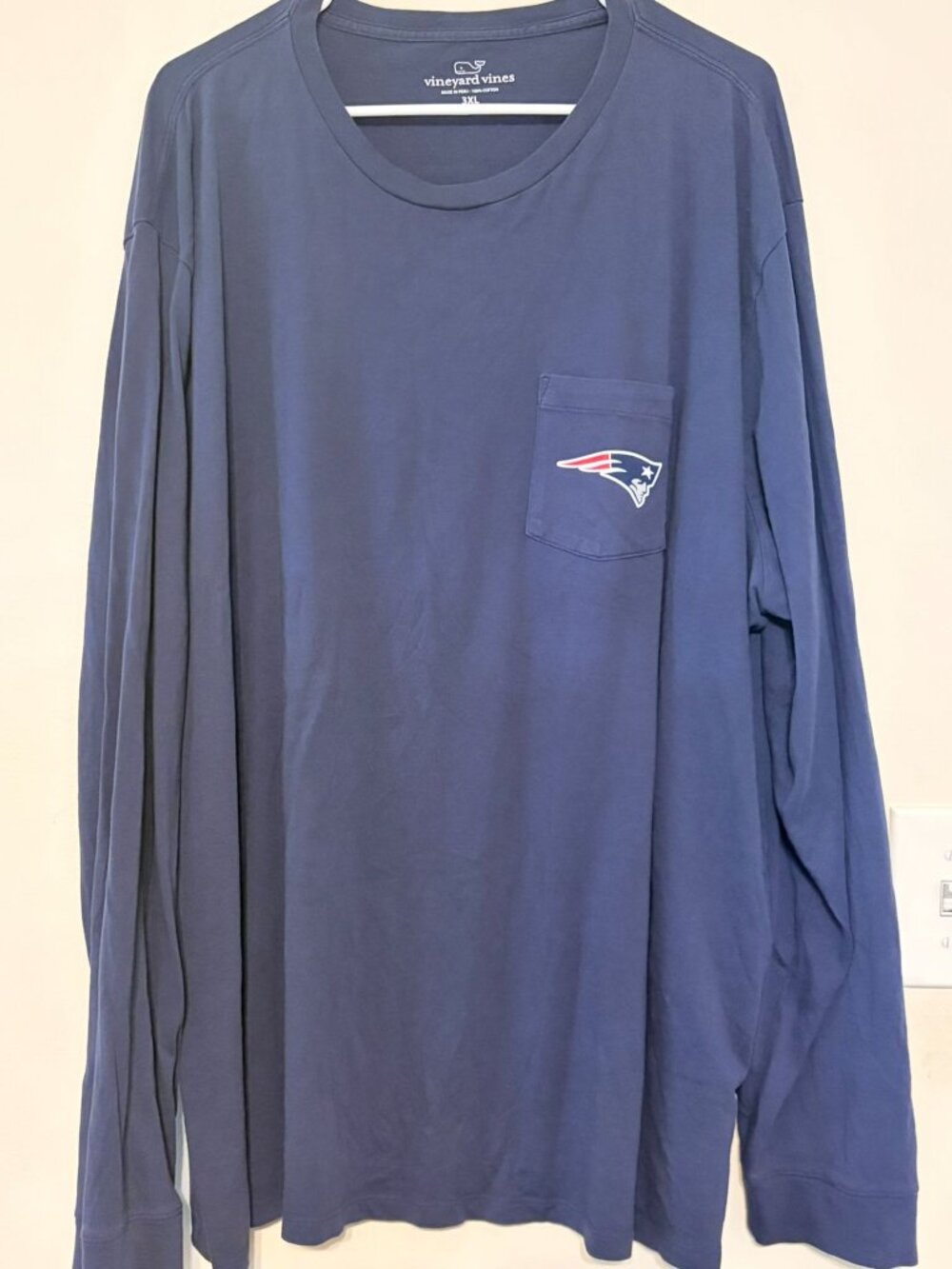 Men's New England Patriots Vineyard Vines Long Sleeve Pocket Tee Size 3XL